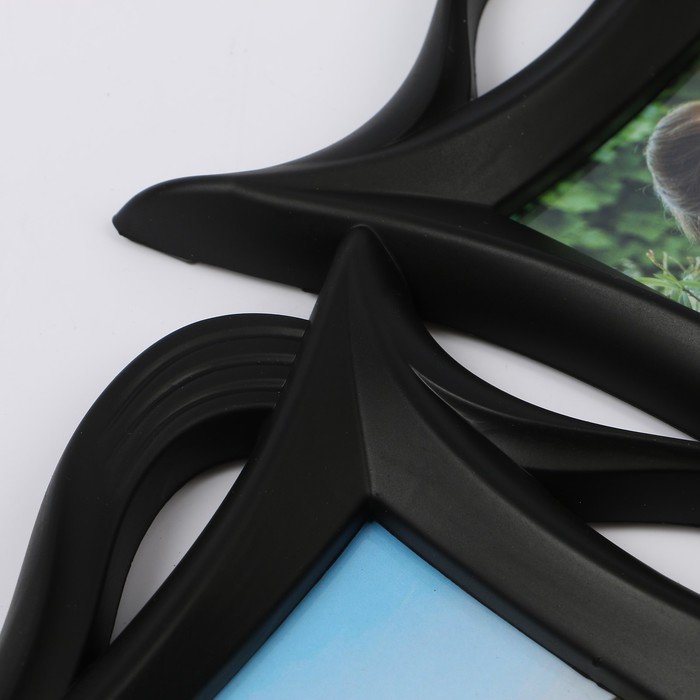 Фоторамка пластик на 3 фото 10х15 см "Плавные линии" чёрная 26,5х57,5 см