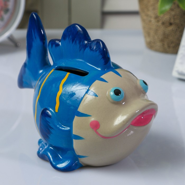 Копилка керамика "Рыбка глазастая" МИКС 9,5х13,5х8,5 см