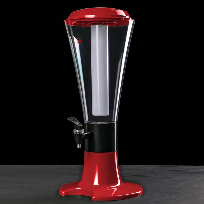 Башня пивная 3 л Grand, колба с подсветкой, 3 батарейки, цвет красный