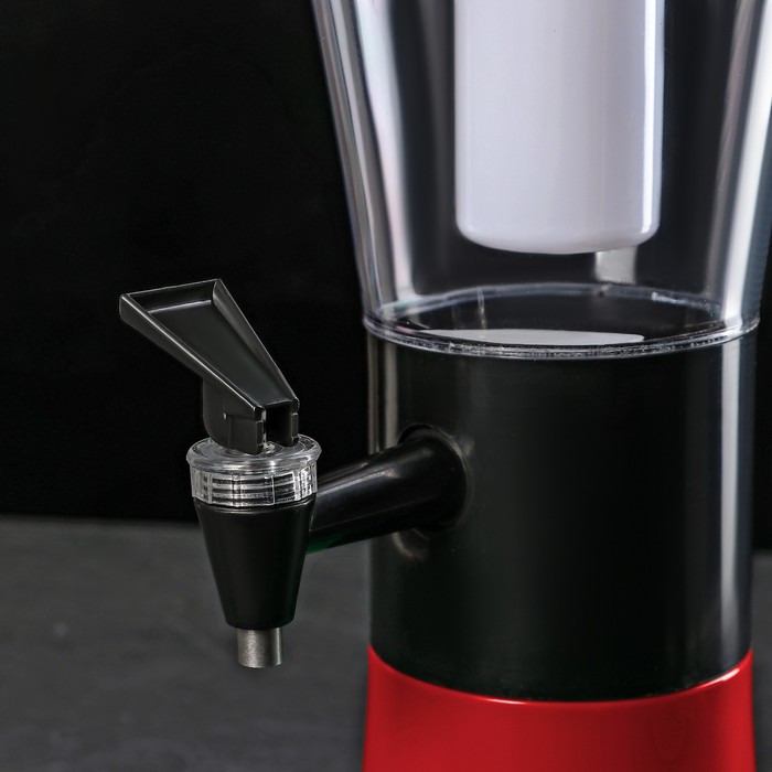 Башня пивная 3 л Grand, колба с подсветкой, 3 батарейки, цвет красный