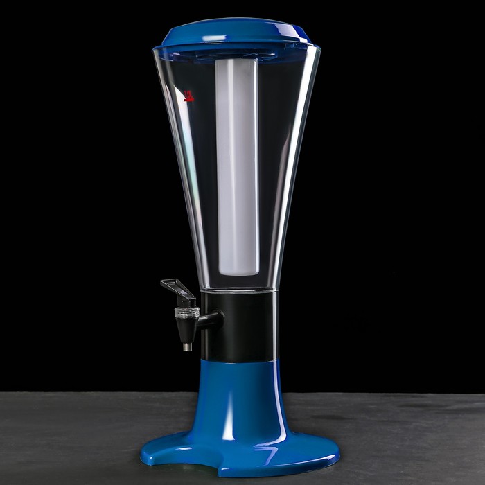 Башня пивная 3 л Grand, колба с подсветкой, 3 батарейки, цвет синий