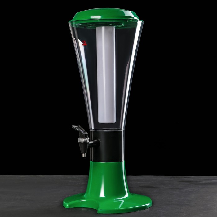 Башня пивная 3 л Grand, колба с подсветкой, 3 батарейки, цвет зеленый