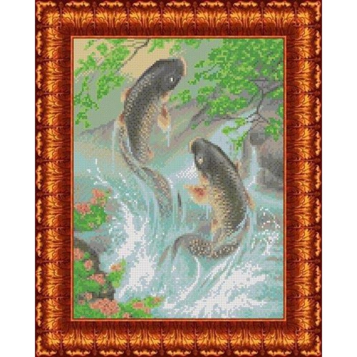 Схема для вышивания крестиком «Два карпа», канва 23х30см,