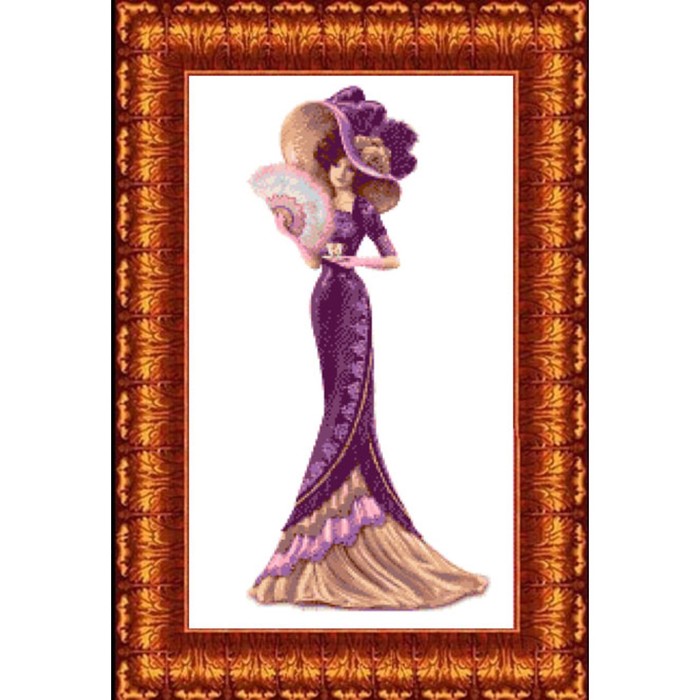 Схема для вышивания крестиком «Дама с кофе», канва 32х47см,