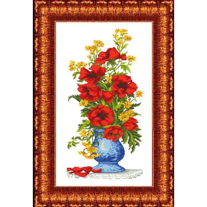 Набор крестом канва с рисунком "Маки в вазе"