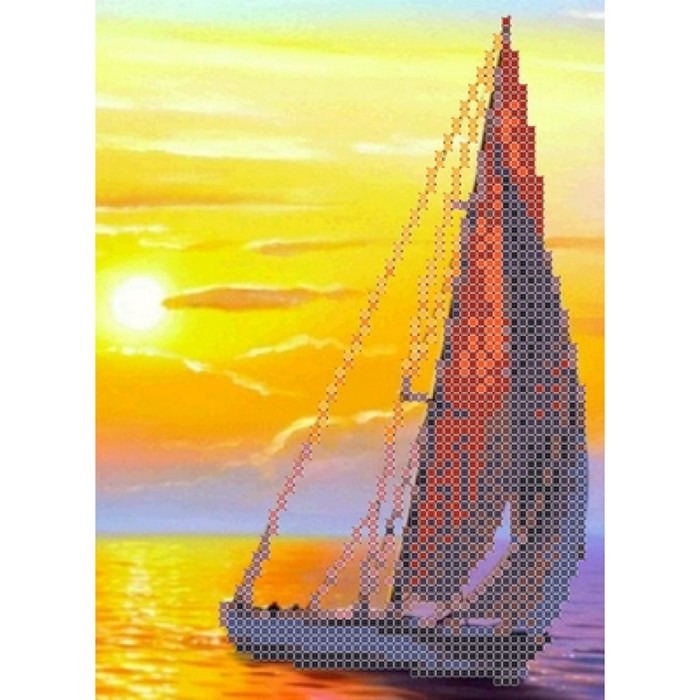 Набор крестом канва с рисунком "Парус на закате"