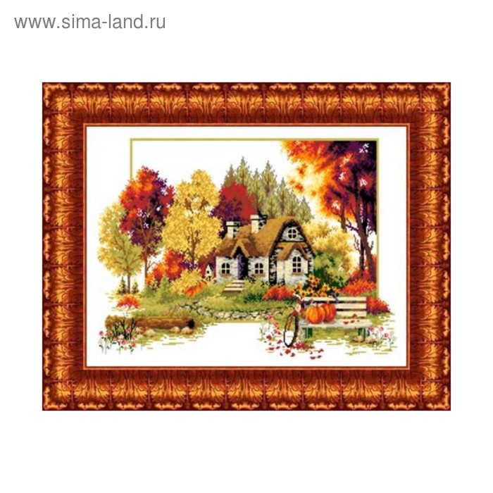 Набор крестом канва с рисунком «Осенний домик» набор крестом канва с рисунком поэзия