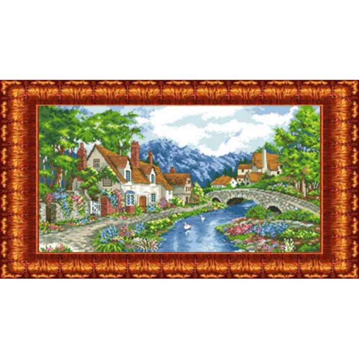 Набор крестом канва с рисунком "Альпийский городок"