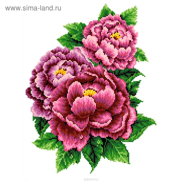 Набор крестом канва с рисунком «Розовые пионы» набор крестом канва с рисунком тюльпаны