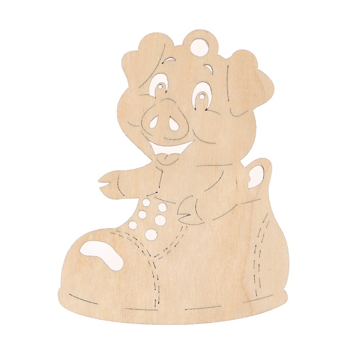 Декоративная подвеска "Поросенок в ботинке" из фанеры 10 см