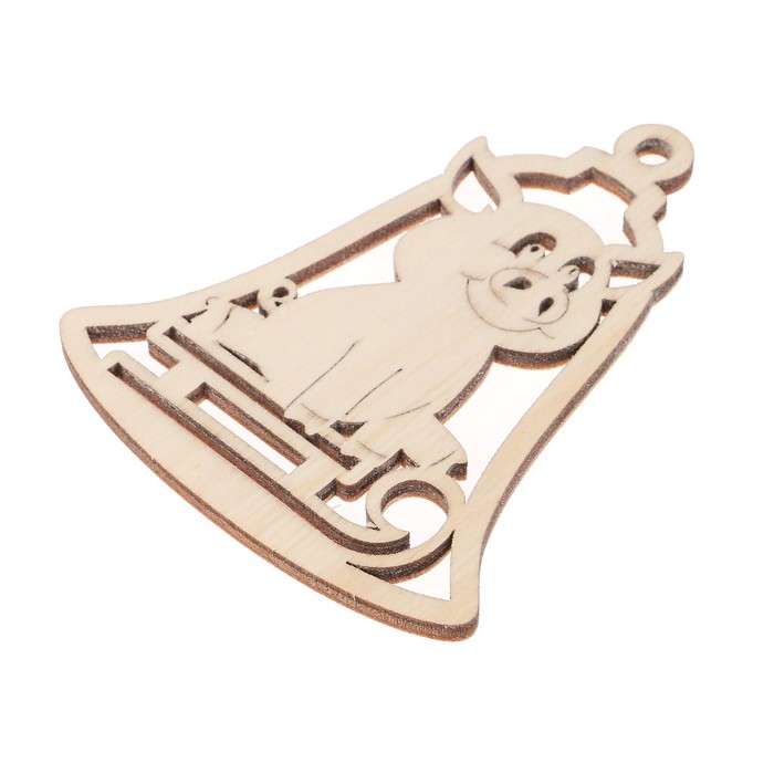 Декоративная подвеска "Поросенок в колокольчике" из фанеры 11 см