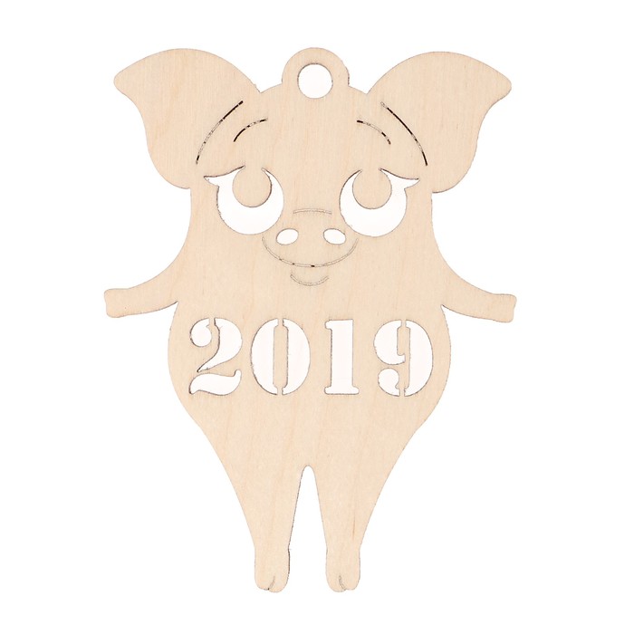 Декоративная подвеска "Свинка-Красотка 2019 №2" из фанеры 12 см
