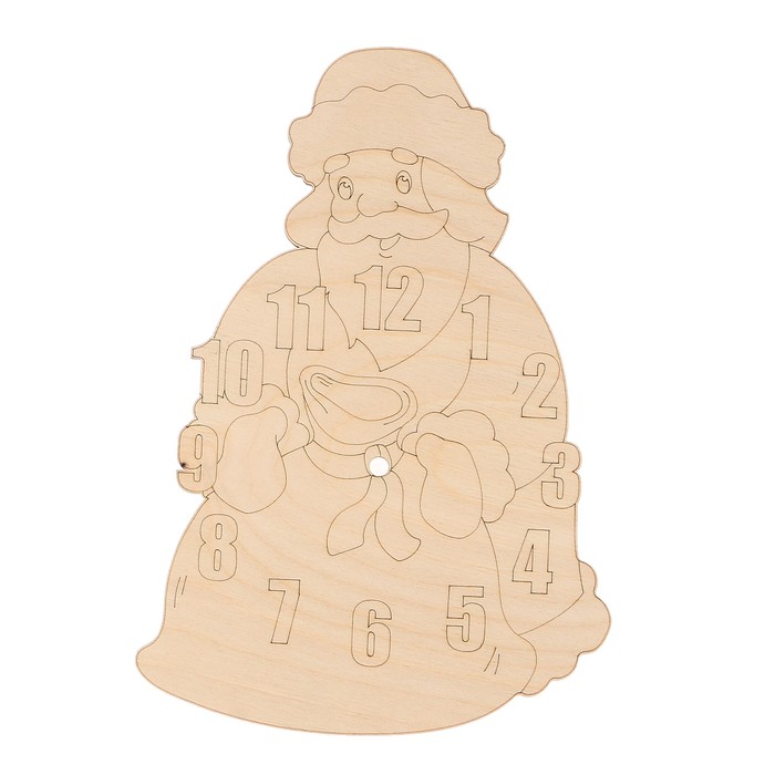 Основа для часов для декора "Дед Мороз" из фанеры 29х19 см