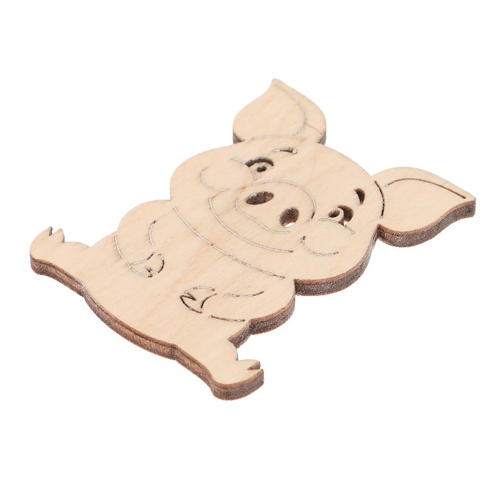 Магнит "Поросенок № 7" из фанеры, 6 см