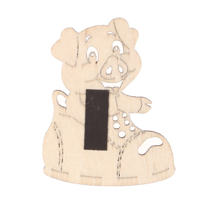 Магнит "Поросенок в ботинке" из фанеры, 6 см