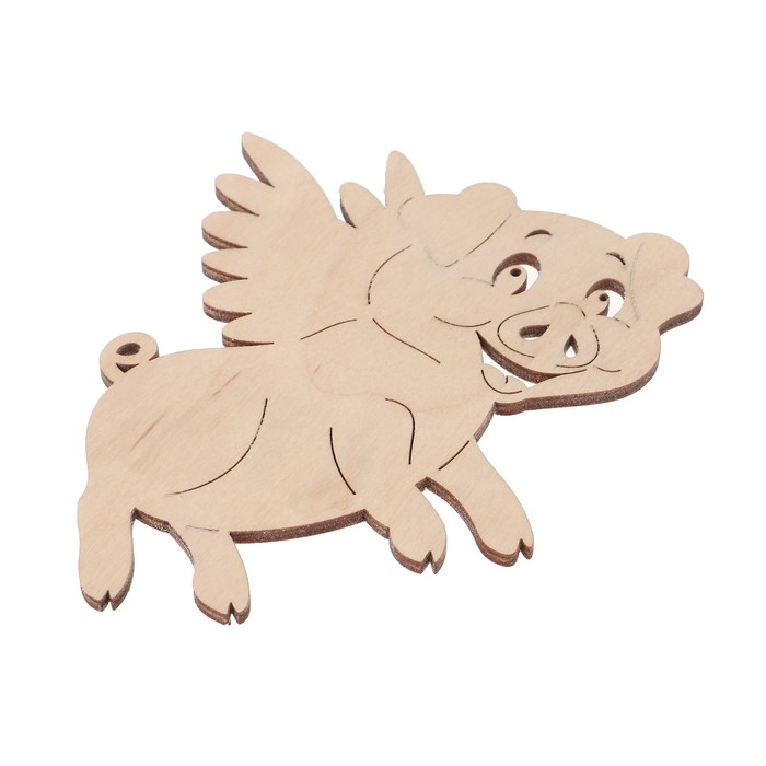 Бирка для декора "Поросенок с крыльями №10" из фанеры 14,5 см