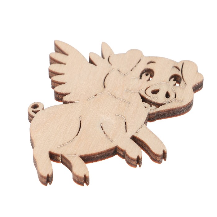 Бирка для декора "Поросенок с крыльями" №10" из фанеры с магнитом, 6 см