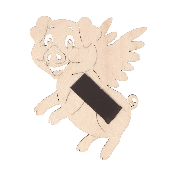 Бирка для декора "Поросенок с крыльями" №10" из фанеры с магнитом, 6 см