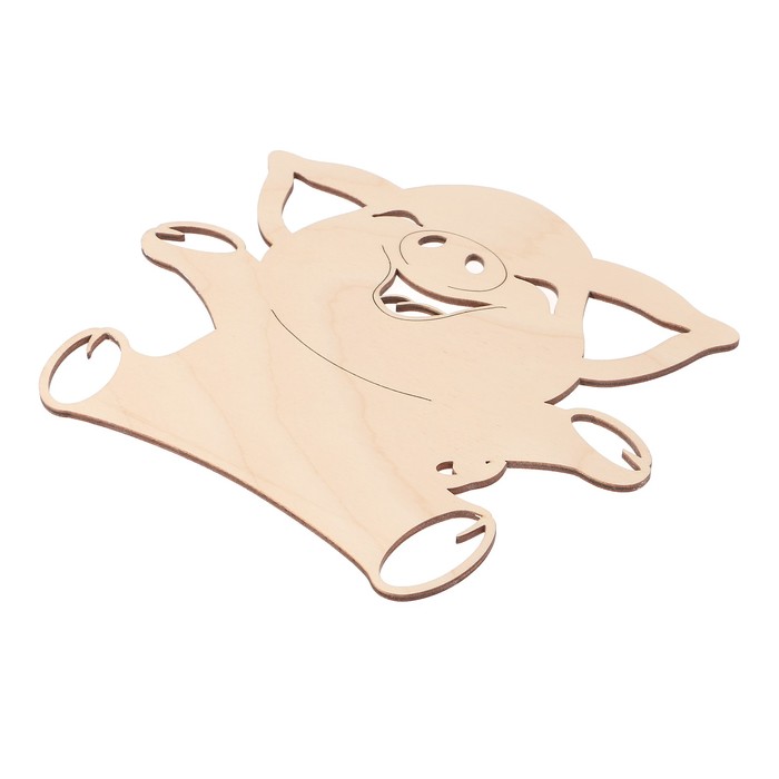 Бирка для декора "Поросенок смеется №11" из фанеры 25 см