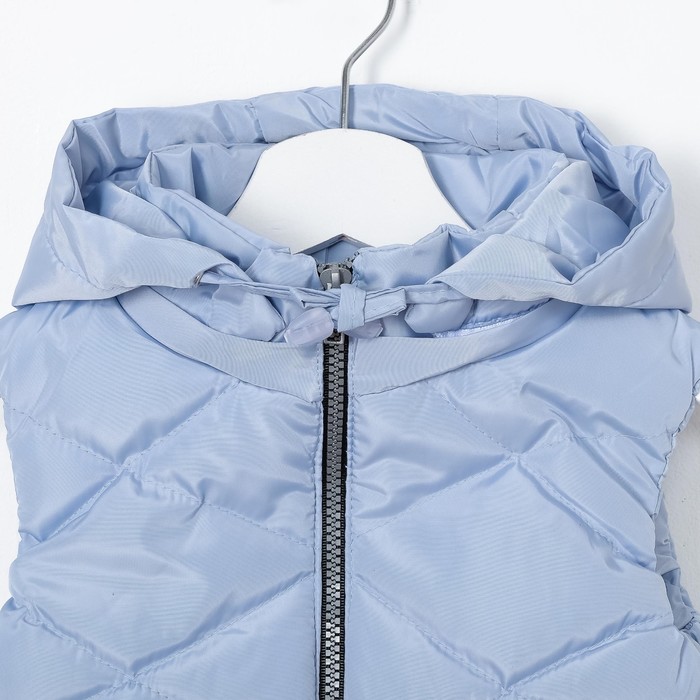 Жилет для девочки с капюшоном, голубой, рост 128-134 (34)