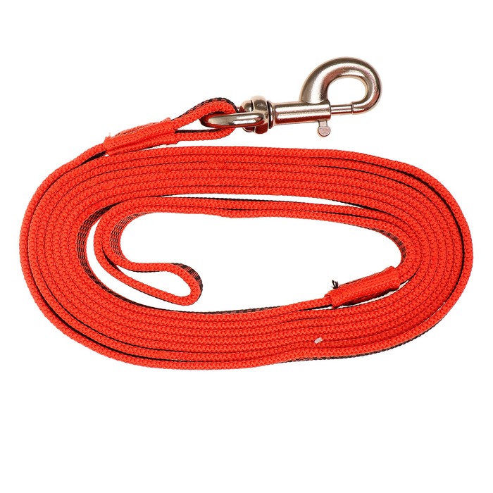 Поводок Зооник капроновый с латексной нитью и усиленным карабином, 3 м х 2,5 см, оранжевый