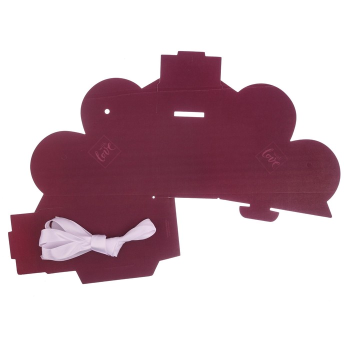 Коробка-сердце складная с лентами with love, 20 × 16 × 9 см