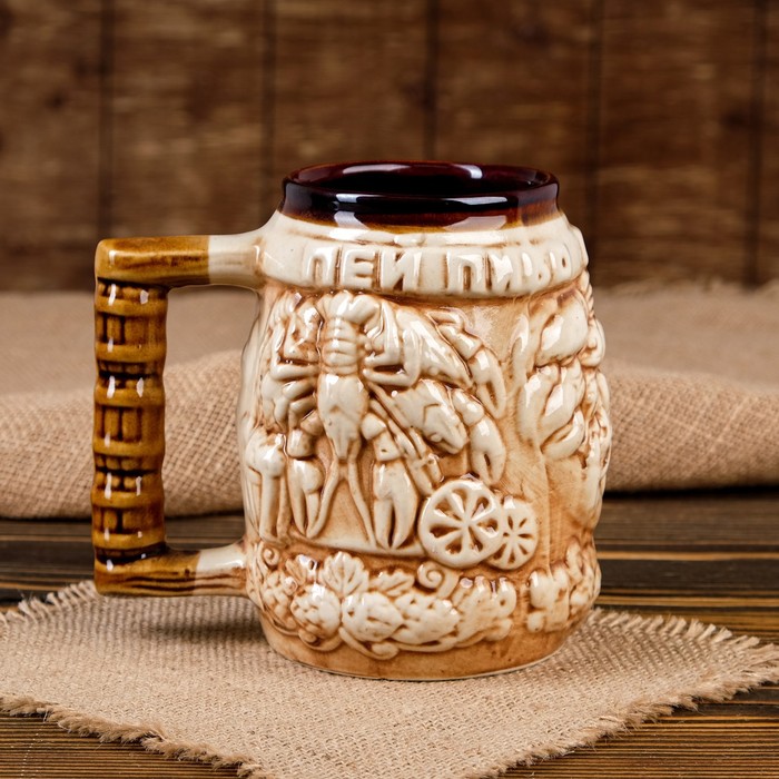 Кружка пивная 1 л "Раки" глазурь