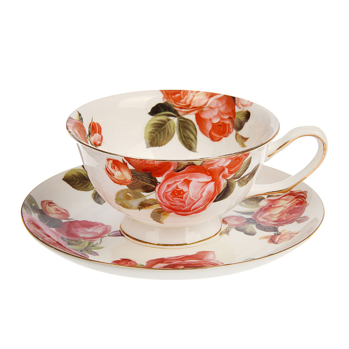 Сервиз чайный "Пионы", 12 предметов: 6 чашек 220 мл, 6 блюдец