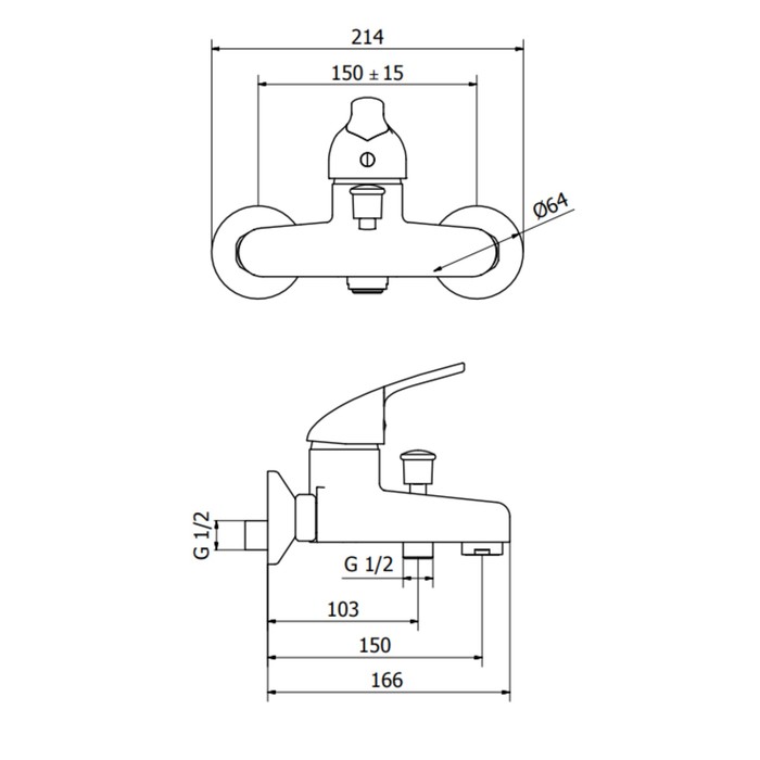 Смеситель для ванны Zipponi ARA, 1-рычажный, с ручной лейкой в комплекте, цвет хром