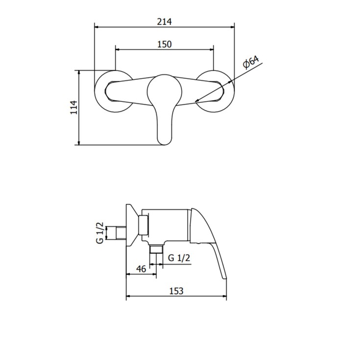 Смеситель для душа Zipponi ARA, 1-рычажный, с ручной лейкой в комплекте, цвет хром