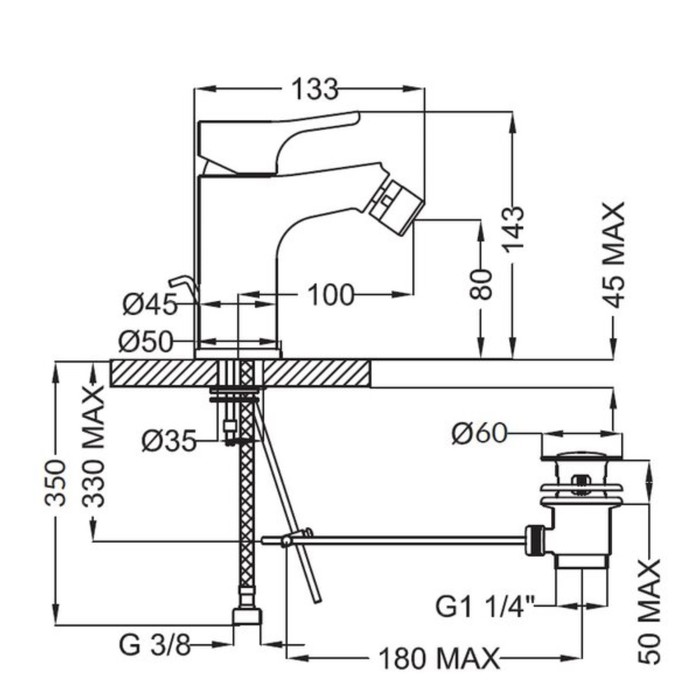 Смеситель для биде Zipponi DAILY, 1-рычажный, цвет хром