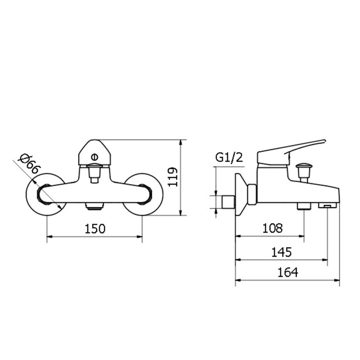 Смеситель для ванны Zipponi KRISTAL, 1-рычажный, с ручной лейкой в комплекте, цвет хром
