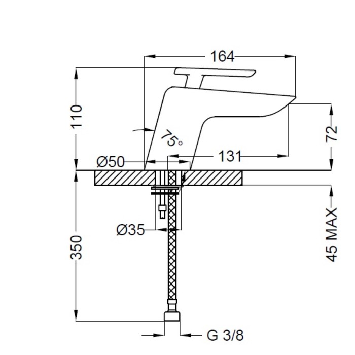 Смеситель для умывальника/биде Zipponi LINE, 1-рычажный с донным клапаном, цвет хром