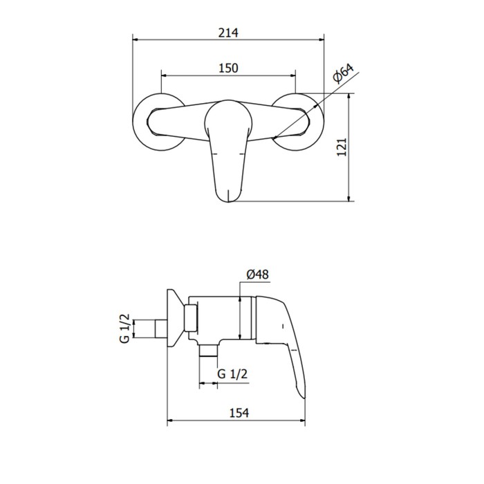 Смеситель для душа Zipponi OMEGA, 1-рычажный, с ручной лейкой в комплекте, цвет хром
