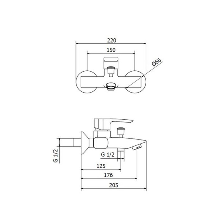 Смеситель для ванны Zipponi QUEEN, 1-рычажный, с ручной лейкой в комплекте, цвет хром