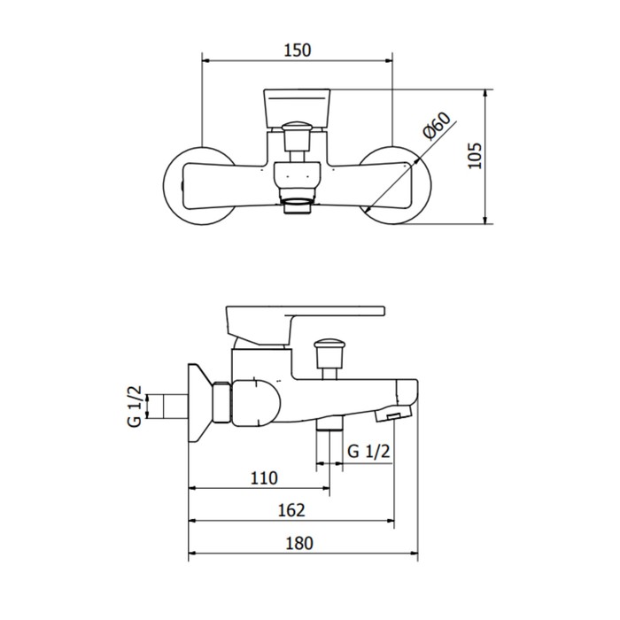 Смеситель для ванны Zipponi SILHOUETTE, 1-рычажный, с ручной лейкой в комплекте, цвет хром