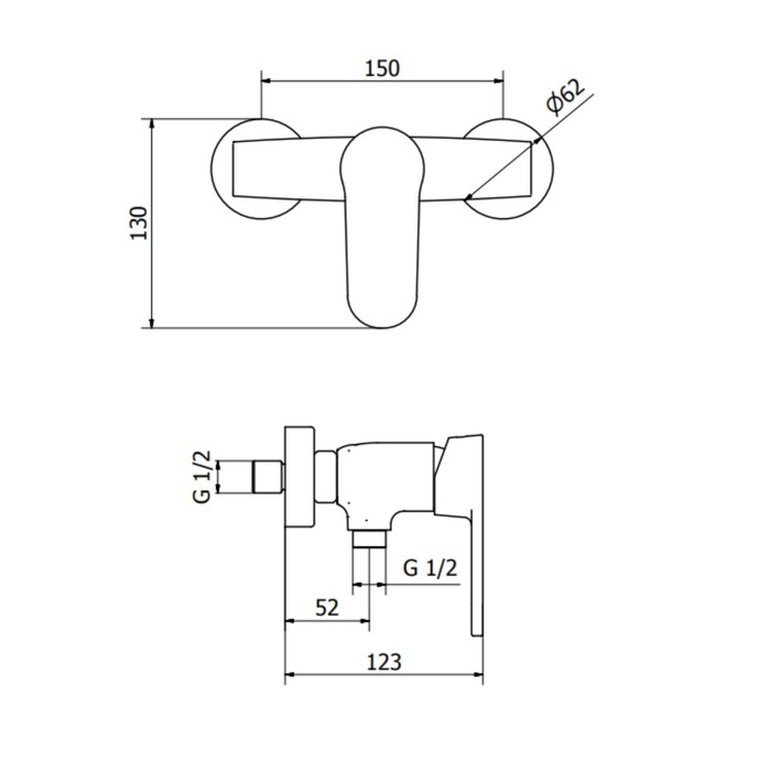 Смеситель для душа Zipponi SILHOUETTE, 1-рычажный, с ручной лейкой в комплекте, цвет хром