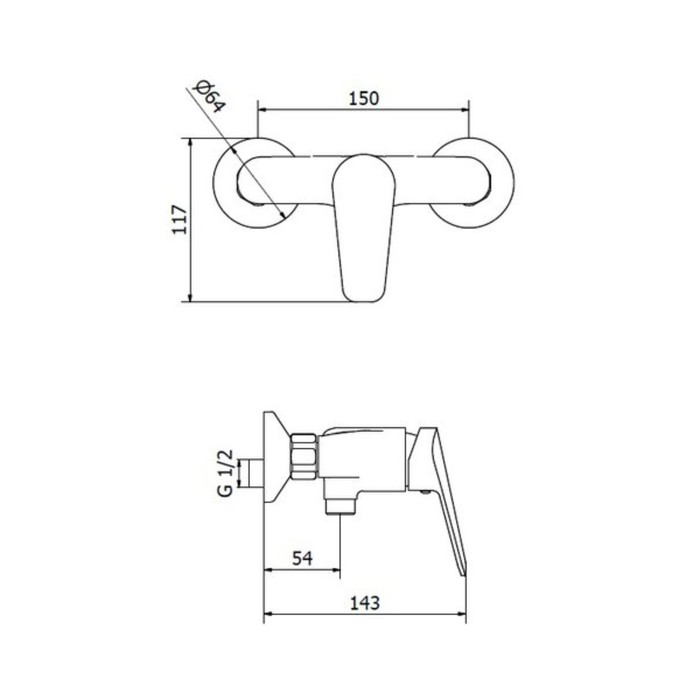 Смеситель для душа Zipponi STARS, 1-рычажный, с ручной лейкой в комплекте, цвет хром