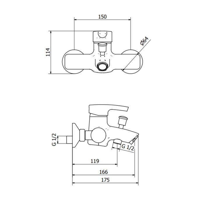 Смеситель для ванны Zipponi YEMA, 1-рычажный, с ручной лейкой в комплекте, цвет хром