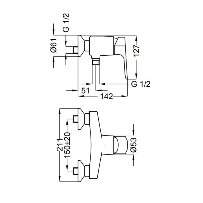 Смеситель для душа Zipponi ZEN, 1-рычажный, с ручной лейкой в комплекте, цвет хром
