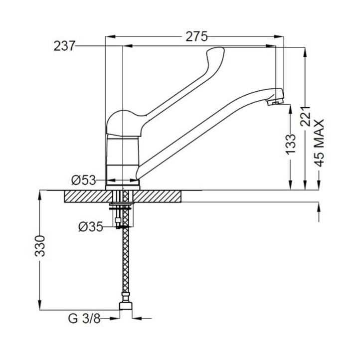 Смеситель хирургический Zipponi, локтевой, цвет хром