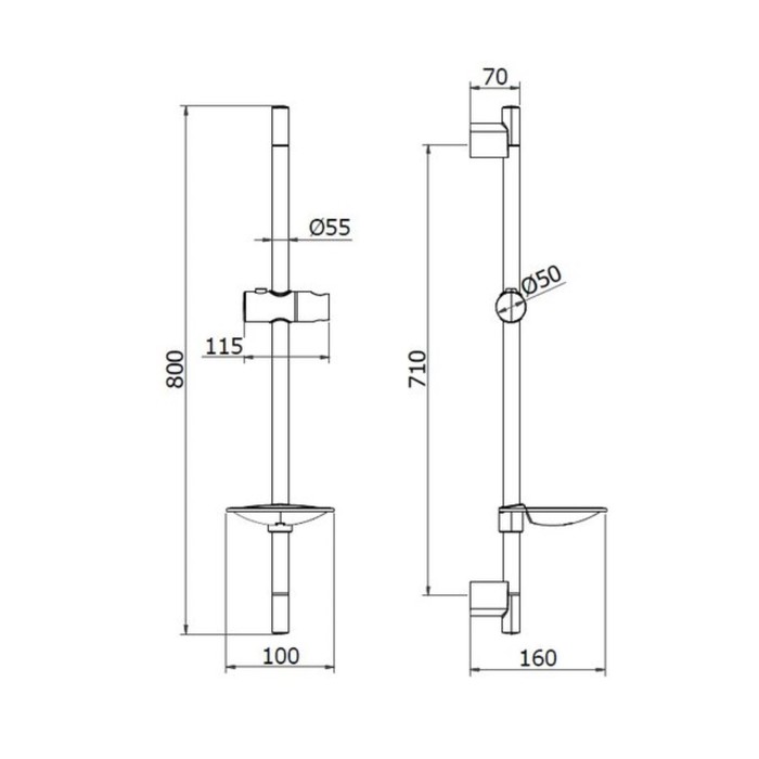 Душевая стойка Zipponi ECO-CHIC, с мыльницей, цвет хром