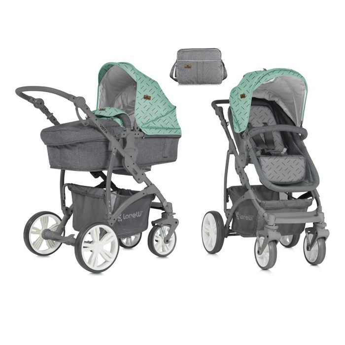 Коляска-трансформер Lorelli Vista с накидкой на ножки /Зелёно-серый /Green&Grey 1841