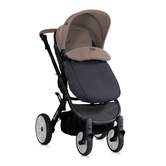 Коляска-трансформер Lorelli Luna с накидкой на ножки /Бежево-чёрный /Beige&Black 1851
