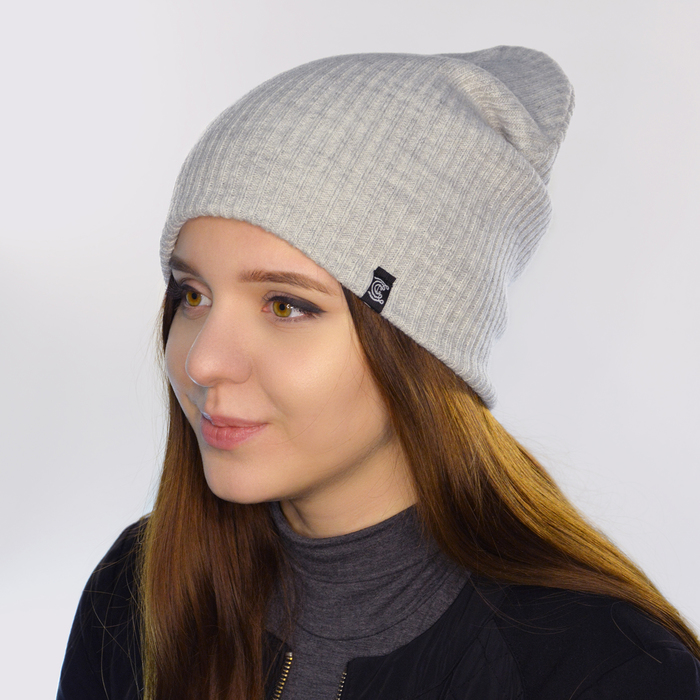 Шапка женская "НЕОН" 815607 цвет светло-серый меланж, р-р 56-58