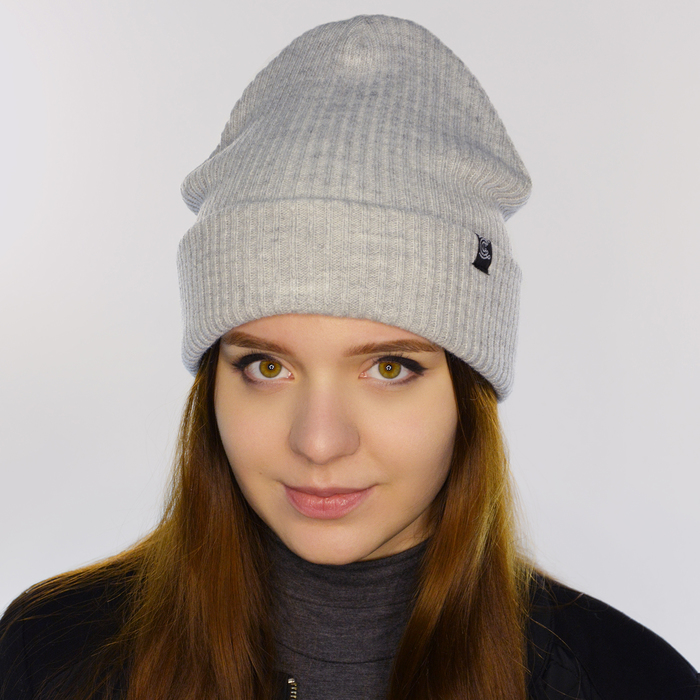 Шапка женская "НЕОН" 815607 цвет светло-серый меланж, р-р 56-58