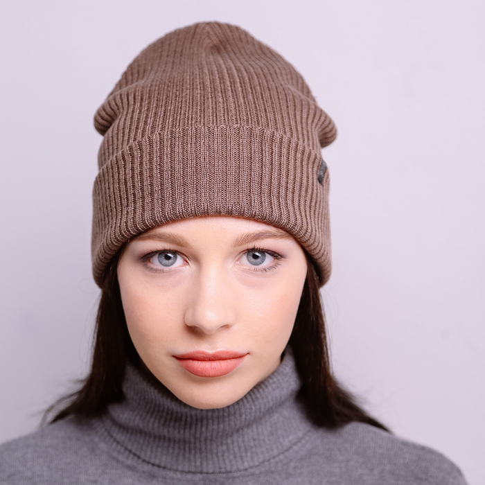 Шапка женская "НЕОН" 815643 цвет кофе, р-р 56-58