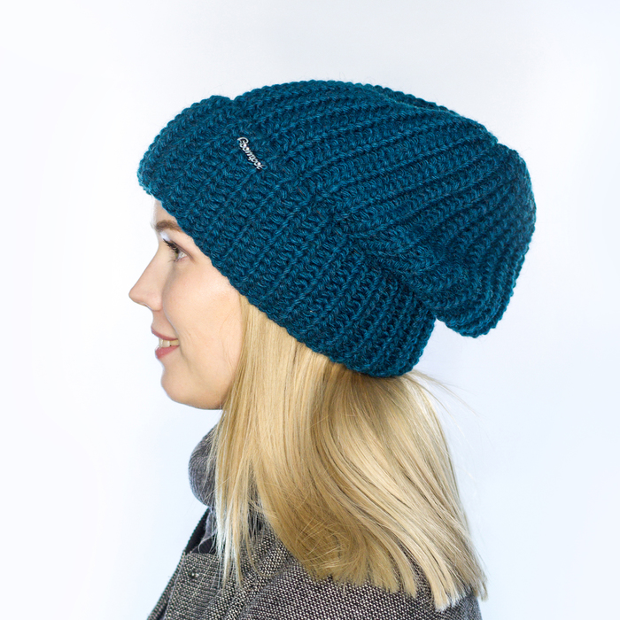 Шапка женская "ЭДЕЛЬ" 826447 цвет изумруд, р-р 56-58