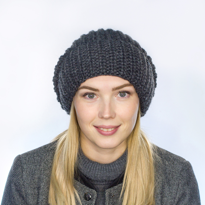 Шапка женская "ЭДЕЛЬ" 826405 цвет тёмно-серый, р-р 56-58