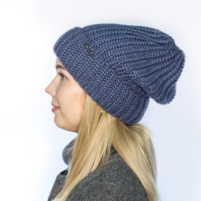 Шапка женская "ЭДЕЛЬ" 826409 цвет джинс, р-р 56-58